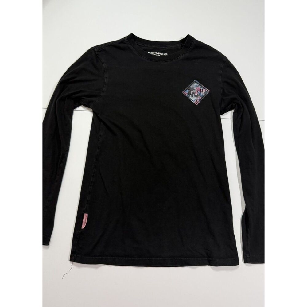 Dutch Bros Coffee Floral Diamond Logo Long Sleeve Tee Black Small